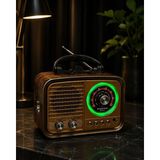 Everton RT-677 Solar Şarjlı Nostaljik Radyo Bluetooth Hoparlör USB Tf Kart Rgb Işıklı - Ahşap