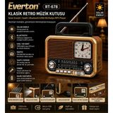 Everton Rt-678 Şık Tasarımlı Saatli ,Klasik Retro , Solar Enerjili ,Nostalji Bluetooth/Usb/Sd/ Radyo Mp3 Player Müzik Kutusu