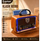 Everton Rt-688 Klasik Retro Solar Güneş Enerjili Ledli Nostalji Bluetooth/Usb/Sd/ Radyo Mp3 Player Müzik Kutusu