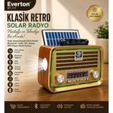 Everton Rt-717 Klasik Retro Solar Güneş Enerjili Ledli Fenerli Nostalji Bluetooth/Usb/Sd/ Radyo Mp3 Player Müzik Kutusu