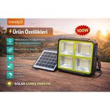Everton RT-916 100W Güneş Enerjili Şarjlı Projektör Solar Panelli LED Işık | Taşınabilir Aydınlatma