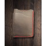 Everyday Carry Minimalist El Yapımı Deri Kartlık, 3 Yuvalı Cüzdan, Mumlu Polyester Dikiş, Pueblo Kahverengi (Antrasit)