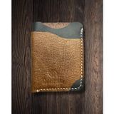 Everyday Carry Minimalist El Yapımı Deri Kartlık, 3 Yuvalı Cüzdan, Mumlu Polyester Dikiş, Pueblo Kahverengi (Kahve Siyah)
