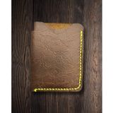Everyday Carry Minimalist El Yapımı Deri Kartlık, 3 Yuvalı Cüzdan, Mumlu Polyester Dikiş, Pueblo Kahverengi (KahveFosfor)