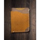Everyday Carry Minimalist El Yapımı Deri Kartlık, 3 Yuvalı Cüzdan, Mumlu Polyester Dikiş, Pueblo Kahverengi (Taba)