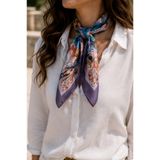 EveryScarf Çiçek Desenli Saten Boyun Fuları/Bandana 70x70 cm