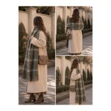 EveryScarf Ekose Desenli Yumuşak Dokulu Gri Kışlık Atkı Şal Uzun Saçaklı