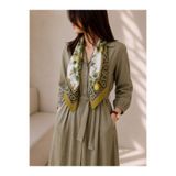 EveryScarf Limonia Desenli Saten Dijital Fular Kare 70x70 cm