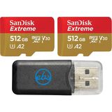 Everything But Stromboli Sandisk Microsdxc Extreme Hafıza Kartı, 512 Gb, Gopro Max 2, HERO13 Black, Ultra Geniş (SDSQXAV-512G-GN6MN), V30 U3 A2 ile Uyumlu, (1) Everything But Stromboli Okuyucu ile Pak