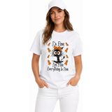 Everything Is Fine %100 Pamuk Heavy Cotton Premium Kalite Kadın Tişört - Beyaz - XL