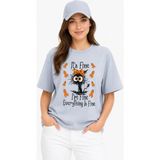 Everything Is Fine %100 Pamuk Heavy Cotton Premium Kalite Kadın Tişört - Gri - XL