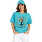 Everything Is Fine %100 Pamuk Heavy Cotton Premium Kalite Kadın Tişört - Su Yeşili