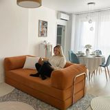 Evessan 100X200 Kanepe - Fitilli Kadife Yıkanır Silinir Pratik Yer Yatağı Kiremit Turuncu Renk
