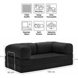 Evessan 90X180 Kanepe - Fitilli Kadife Yıkanır Silinir Pratik Yer Yatağı 90X180CM - Antrasit