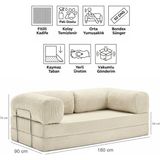 Evessan 90X180 Kanepe - Fitilli Kadife Yıkanır Silinir Pratik Yer Yatağı 90X180CM - Bej