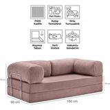 Evessan 90X180 Kanepe - Fitilli Kadife Yıkanır Silinir Pratik Yer Yatağı 90X180CM - Gül Kurusu