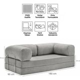 Evessan 90X180 Kanepe - Fitilli Kadife Yıkanır Silinir Pratik Yer Yatağı 90X180CM - Gümüş - Gri