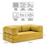 Evessan 90X180 Kanepe - Fitilli Kadife Yıkanır Silinir Pratik Yer Yatağı 90X180CM - Hardal