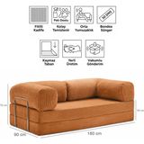 Evessan 90X180 Kanepe - Fitilli Kadife Yıkanır Silinir Pratik Yer Yatağı 90X180CM - Kiremit
