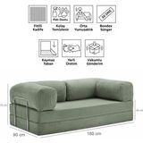 Evessan 90X180 Kanepe - Fitilli Kadife Yıkanır Silinir Pratik Yer Yatağı 90X180CM - Yeşil