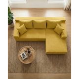 Evessan Tulip L Köşe Koltuğu 160X260 cm | Modüler L Köşe Koltuk Takımı | Fitilli Kadife Kumaş | Köşe Koltuk - Hardal - Sol Yön