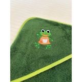 Evey %100 Premium Pamuklu Bebek Banyo Havlusu - Kurbağa Nakışlı - Yumuşak & Yüksek Su Emici - Yeşil - 75 x 75 CM