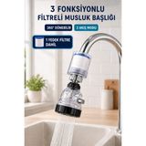 Evgereçlerim 3 Fonksiyonlu Musluk Başlığı + Yedek Filtre, Şeffaf Plastik Malzeme ile Su Tasarrufu Sağlar