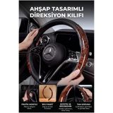 Evgereçlerim Ahşap Tasarım Direksiyon Kılıfı Kahverengi Simit Koruyucu
