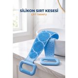Evgereçlerim Çift Taraflı Banyo Sırt Kesesi Silikon Fırçası 70 cm Yumuşak Dokulu Derinlemesine Vücut Temizleme Lifi