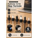 Evgereçlerim Manyetik Kablo Düzenleyici ve Kablo Tutucu Seti, Yapışkanlı Kablo Sabitleyici Organizer 6 Adet
