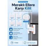 Evgereçlerim Mutfak Buzdolabı Dolap Çekmece Çocuk Güvenlik Kilidi 4 Adet Bebek ve Çocuklar Için Çift Butonlu Emniyet Kilidi