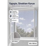 Evgereçlerim Yapışkanlı Pencere Sinekliği Tülü, Tek Kanat Uyumlu, Kendin Yap Tak Çıkar Hazır Sineklik - 130x150