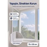 Evgereçlerim Yapışkanlı Pencere Sinekliği Tülü, Tek Kanat Uyumlu, Kendin Yap Tak Çıkar Sineklik 75x125 cm