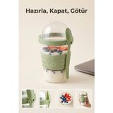 Evgereçlerim Yoğurt Kabı Kaşıklı 600 ml Kapaklı Hazırla ve Çık Taşınabilir Diyet Beslenme Için Meyveli Yulaf Müsli Saklama Seti