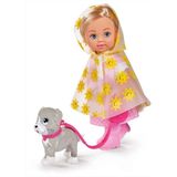Evi Love Yağmur Yürüyüşü Kız Çocuk Model Bebek 12 cm Sarı Güneş Desenli Yağmurluk ve Köpek
