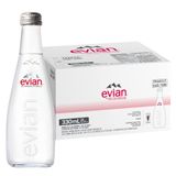 Evian Cam Şişede Doğal Kaynak Suyu, Doğal Filtrelenmiş Maden Denge Suyu 330 ml Çift Boy Cam Şişelerde (20'li Paket)