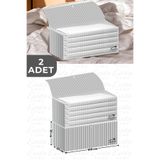 Evida 2 Adet Antrasit Çizgili Geniş Yorgan Hurcu - 100x50x50 Cm - Baza Altı - Kıyafet - Büyük Yorgan Hurcu