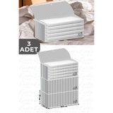 Evida 3 Adet Antrasit Çizgili Geniş Yorgan Hurcu - 100x50x50 cm - Baza Altı - Kıyafet - Büyük Yorgan Hurcu