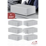 Evida 6 Adet Antrasit Çizgili Büyük Boy Baza Altı Ve Çekyat Hurç - 65x45x22 Cm - Hot Power