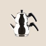 Evidea | Akdeniz Küre Mini Boy Çaydanlık - Gri / Siyah - 400 ml + 750 ml
