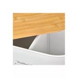 Evidea Bath 12 lt Beyaz 2 Bölmeli Ahşap Kapaklı Metal Deterjan Kutusu
