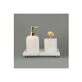 Evidea Bath 3'lü Mermer Banyo Seti - Beyaz
