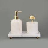 Evidea Bath Beyaz Gold 3'lü Mermer Banyo Seti