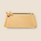 Evidea | Dalgıç Kelebekli Kare Sunum Tepsisi - Gold - 21x21 cm