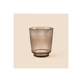 Evidea Deco Çizgili Füme 11 cm Bardak Mumluk