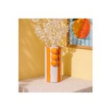 Evidea Deco Çizgili Portakal Vazo - Turuncu - 23x11 cm