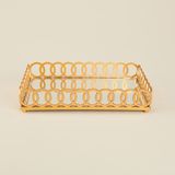Evidea Deco Meander Aynalı Dekoratif Tepsi - Altın - 31X21 cm - Montajsız