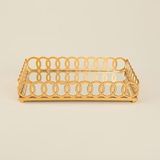 Evidea Deco Meander Aynalı Dekoratif Tepsi - Altın - 31x21 cm