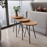 Evidea | Eco Room Güneş 3'lü Zigon Sehpa - Atlantik Çam - 47x33,6x33,6 cm