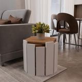 Evidea | Eco Room İnci 3'lü Sekizgen Zigon Sehpa - Atlantik Çam / Beyaz - 38,5x36x36 cm